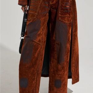 Rust Brown Wide-Leg Pants